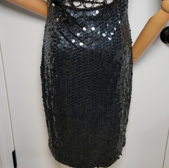 Vintage Nite Line Black Sequin Beaded Dress Size 8 Y2K Glam Cocktail Dress - Picture 7 of 9